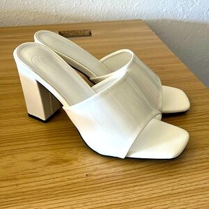 White Peep Toe Chunky Heels